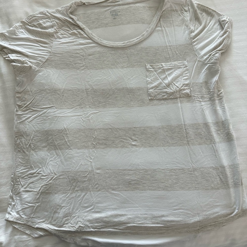 Market & Spruce Tan and White Striped Tee